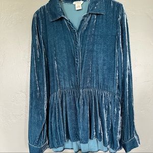 Anthropologie Sundance silk velvet shirt